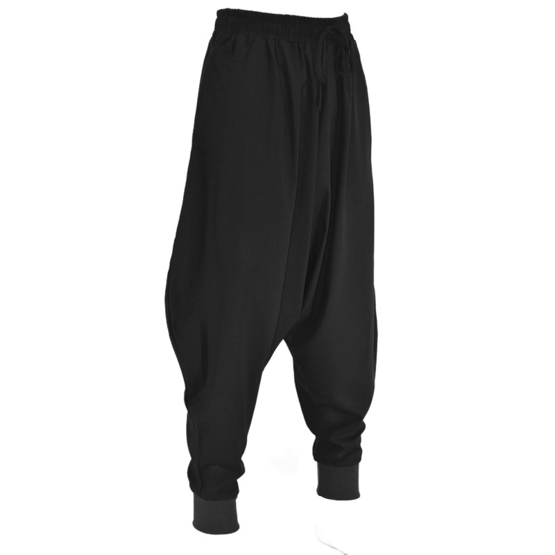 AITFINEISM Mens Elastic Waist Aladdin Harem Pants Loose Drop Crotch