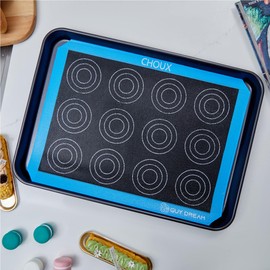 2PCs GUY DREAM Perforated Silicone Baking Mat 11-4/5" x 15-3/4" - 1 Piece Choux Mat for Baking Cookie- Steaming Mesh For Half Size Cooking Sheet - Non-Stick Reusable Oven Liner