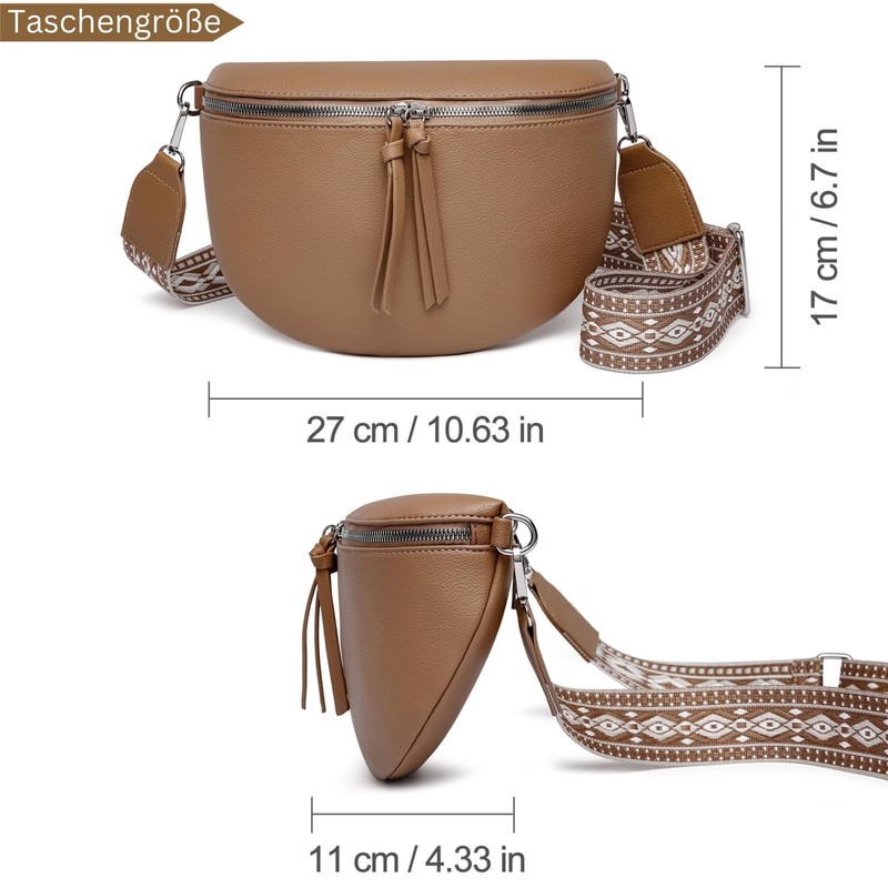 FOMAX Women's Bum Bag, Wide Shoulder Strap in Bohemian Style,