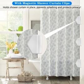 Magnetic Shower Curtain Clips, Shower Curtain Magnets with Suction Cups, Shower Curtain Clips to Wall, Prevents Water Overflow, Durable and Easy to Install(White 3 of Pack)