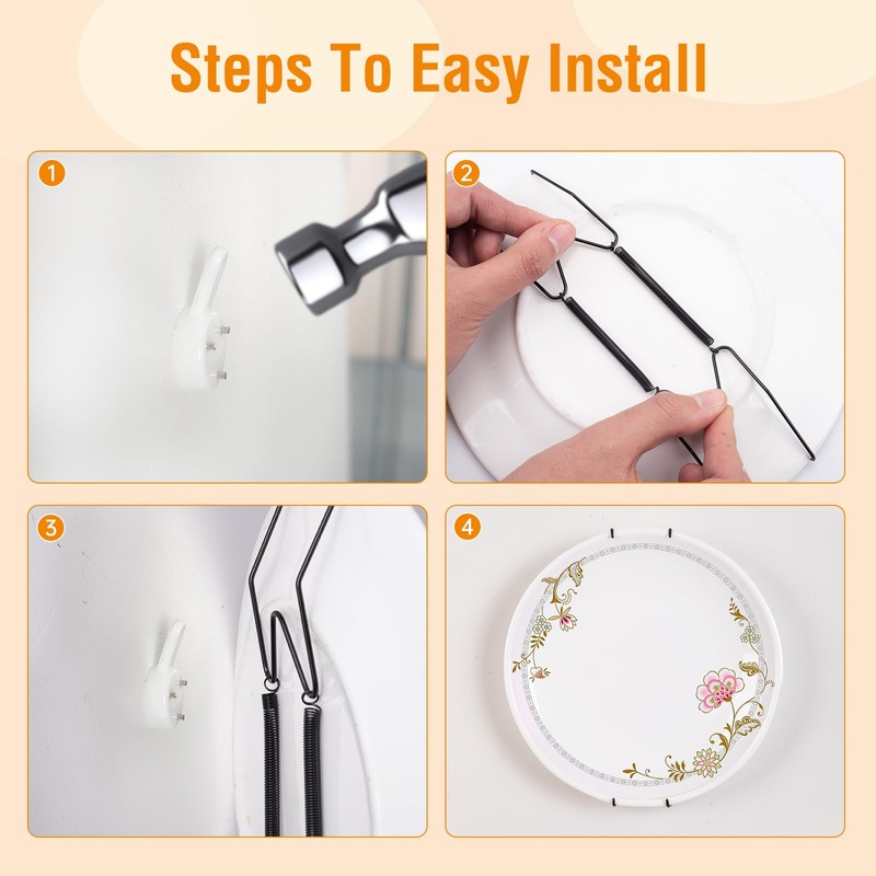 Plate Hangers for Wall for 4-5 inch, 5 Pack, Black