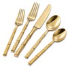 Flatasy Flatware Set Gold Silverware Set with Bamboo Pattern Mirror