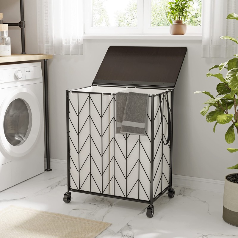 WOWLIVE Laundry Basket with Wheels, Heavy Duty Laundry Hamper with