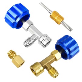CALPOSE R1234yf - llave de lata, R1234yf autosellante y estilo pinchazo para sistemas de aire acondicionado automotriz, herramientas de refrigerante R1234yf con extracción de núcleo de válvula y