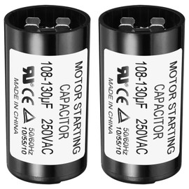 PATIKIL Motor Start Capacitor, 2 Pack 108-130uF/Mfd 250V 50/60Hz CD60 Run Capacitor Motor Starting Capacitor for Electric Motor Starts Running