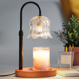 Candle Warmer Lamp with Timer: Adjustable Dimmable Height Adjustable - Flower Shape Wax Lamp Jar Candles Modern Home Decor Table Lights Glass Lampshade - Bedroom Decor