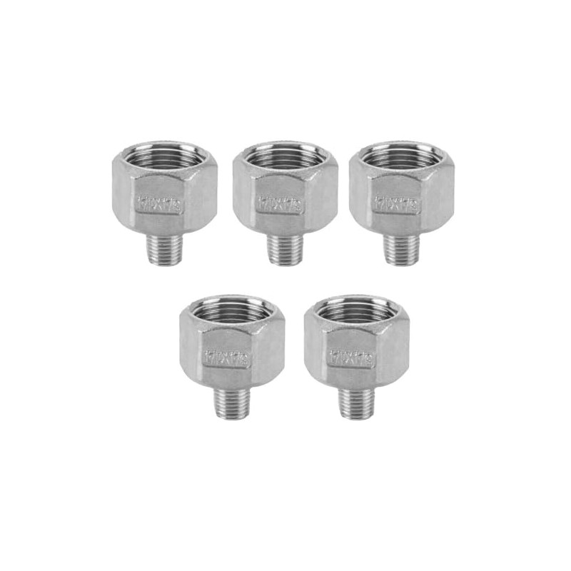 5PCS SS 304 1/4" Male to 3/4” Female NPT Threaded