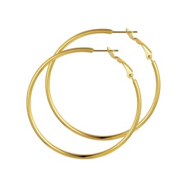 GoldChic Jewellery Stainless Steel / Copper Classic Creole Earrings Exaggerated Geometric Hoop Earrings Classic Simple Hoop Earrings for Women / Girls, Ladies Gold/Silver/Black Hoop Earrings in Large 30/40/50/55/60/70/80/100 mm, Gold