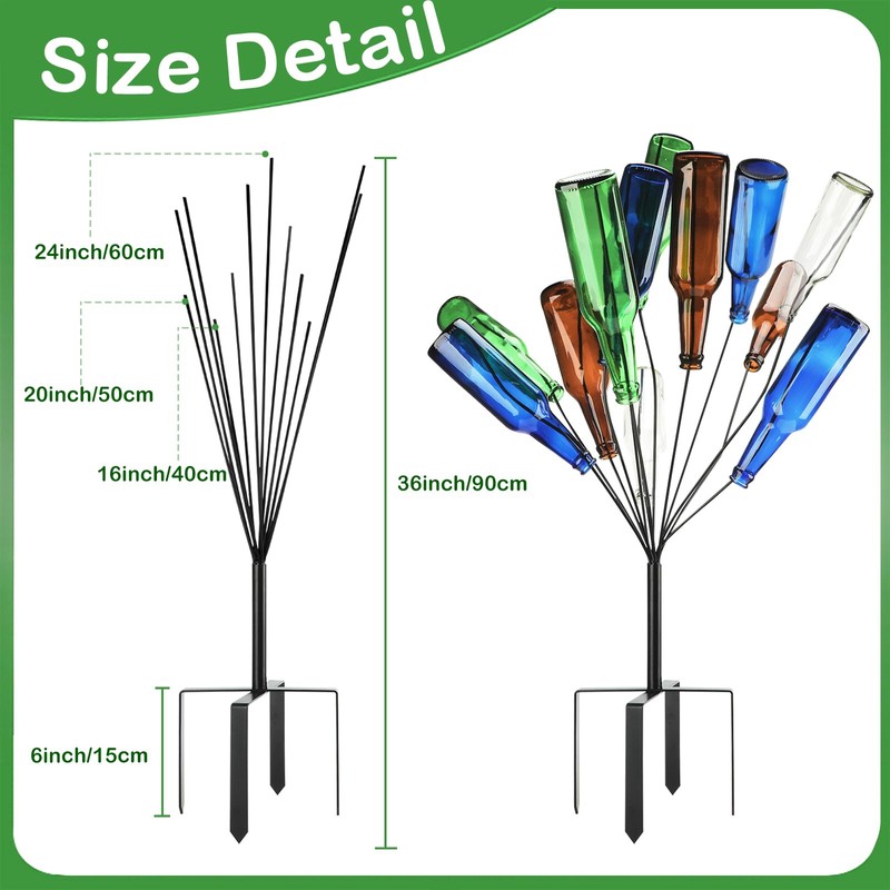 HEYTIMI 2 Pcs 12 Metal Wine Bottle Tree Garden Outside