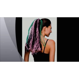 Rubies Cyber Ponytail Black Pink Green party dance costume hair tie extension rave tube