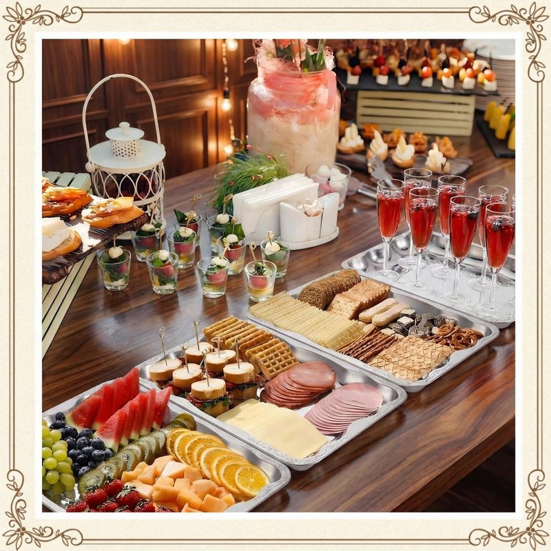 FoldTier 12 Pack Serving Trays Set for Party, Butterfly Floral