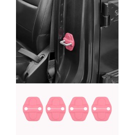 Savadicar Pink Interior Accessories - Front Door & Tailgate Latch Striker Trim Set for 2018-Present Jeep Wrangler JL JLU 4XE & Gladiator JT - Solid Color Interior Decor Upgrade Option, 4-Piece