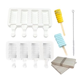2 Pieces Ice Lolly Moulds, 100 Ice Lollies, 1 Cleaning Brush, DIY Ice Lolly Tray, Ice Lolly Tray