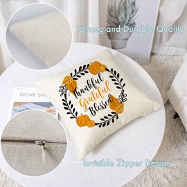 YeeJu Fall Decor Pillow Covers 18x18 Set of 4 Pumpkin Maple Leaf Outdoor Fall Throw Pillows Thanksgiving Autumn Farmhouse Decorative Cushion Case for Home Couch Sofa Decorations (18 inch)