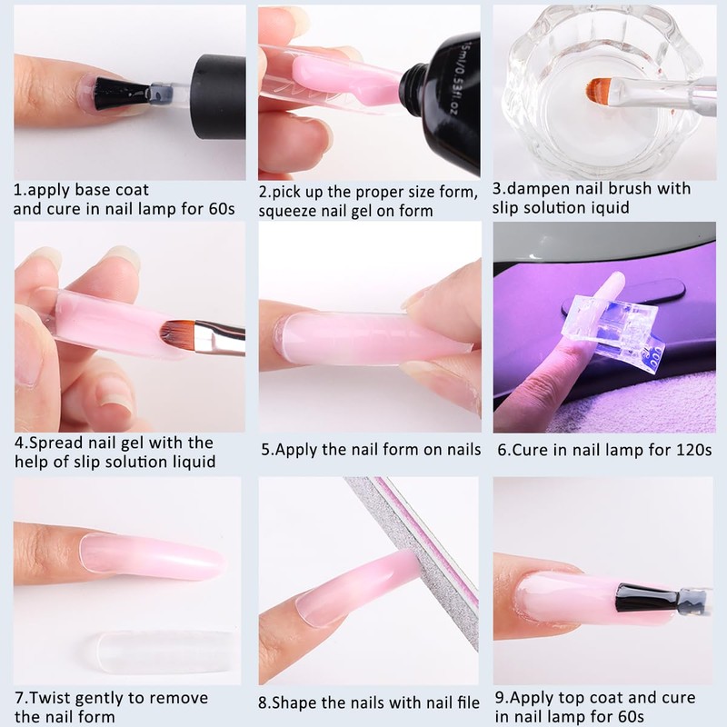 Fcozpjk Poly Extension Gel Nail Kit, Clear White Pink With