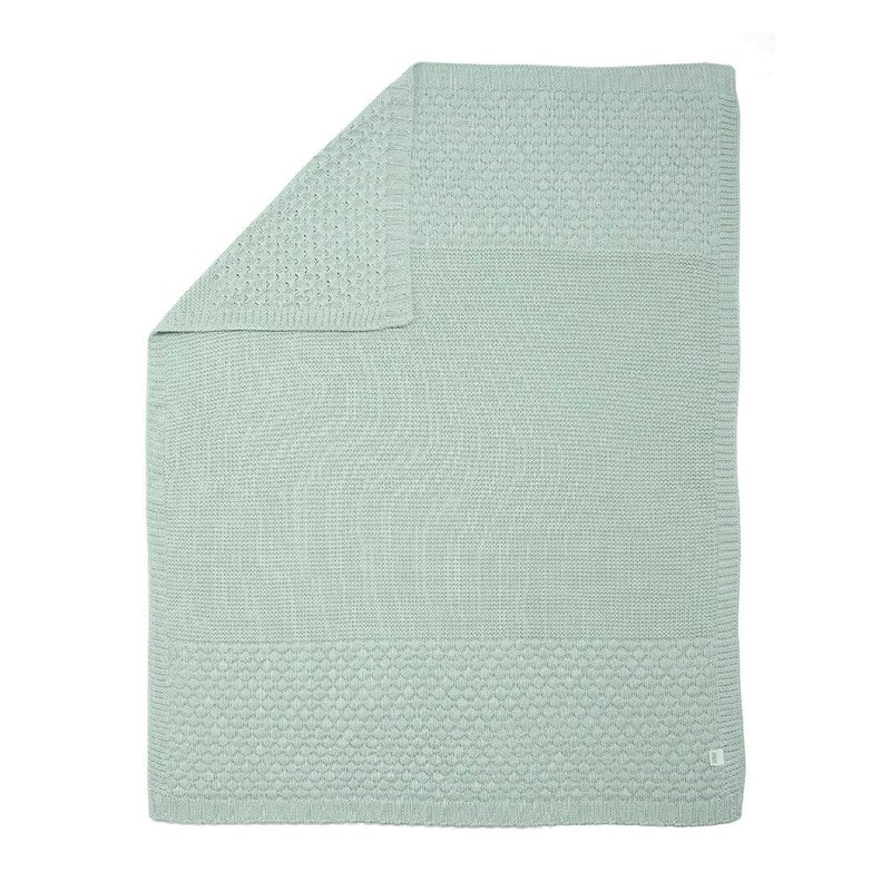 Mamas & Papas Small Knitted Blanket, Seedling Blue/Green