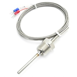 UOIENRT 2M NPT 1/2" Pipe Thread Temperature Sensor(6X50MM), Stainless Steel K Type Thermocouple, Probe Two Wire Temperature Controller(0~600℃)