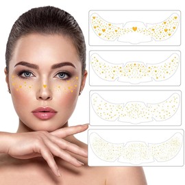 3 Plantillas Pecas Glitter Temporales Brillos Faciales Corazones Estrellas Glitter Facial Tatuaje Temporal Impermeable Maquillaje Noche Dia Fiesta Pegatinas Pecas Glitter (Modelo 3)
