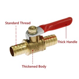 Bonsicoky 4Pcs Brass Water Ball Valve 3/8" Hose ID Hose Barb Shut Off Valve Pipe Connector Switch Thread for Air, Water Tubing