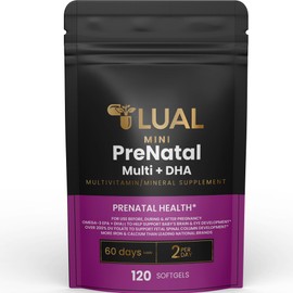 LUAL Mini Prenatal Vitamin with DHA & Folate | Prenatal Care with DHA for Expectant Mothers Multivitamin for Pregnant Women 120 Soft Gels