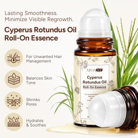 Cyperus Rotundus Oil Roll-On Essence 2.02 Fl Oz, Cyperus Rotundus Oil for Hair Removal, Natural Inhibits Hair Growth, Reduces Body Unwanted Hair Growth, Moisturizes & Soothes Skin, Shrink Pores
