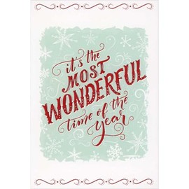 Pictura It's the Most Wonderful Time Red Vintage Lettering Christmas Card for Daughter and Family