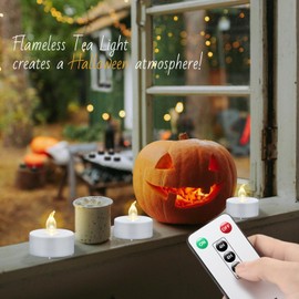 xiangpeng Tea Light Candles with Remote Control,50pack Flickering Flameless LED Candle,Long Lasting 400+Hours,Battery Operated with Timer for Home Decoration Seasonal &Festival Celebration WarmYellow