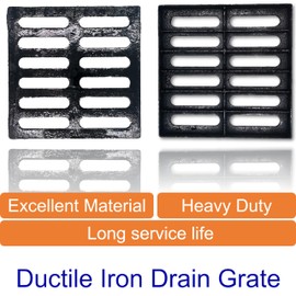 DuuMuut Cast Iron Drain Grate for NDS Catch Basin, 12x12 Outdoor Drain Cover for Polylok, B Class Sewer Grate, Durable Heavy Duty Channel Grate, Black Square Drainage Grate for Driveway, Concrete