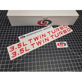 3.5L Twin Turbo Decal Ecoboost Hood Stickers Select Color: (Gloss Red, 0.75" x 11.5")