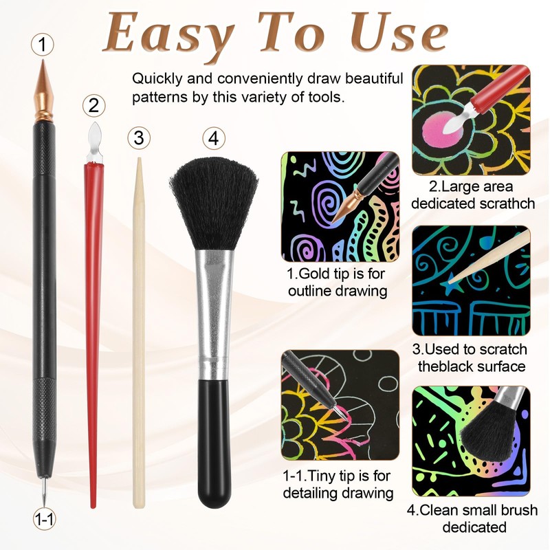 9 Pcs Scratch Art Tools, Scratch Painting Art Tool Scratching