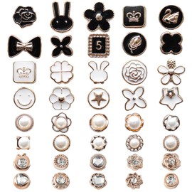 40pcs Set Button Brooch, Clothing Matching Brooch, Neckline Fixed Button, Anti-Exposure Brooch, Pearl Inlaid Brooch, For Shirts, Sweaters, Jeans