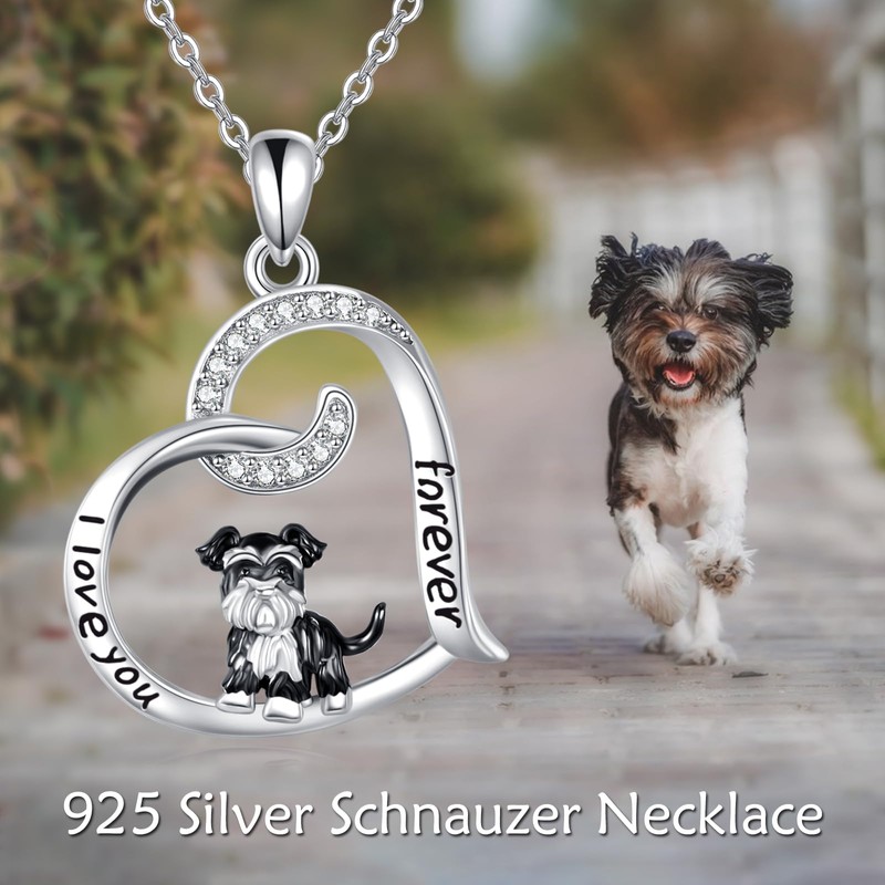 ONEFINITY Schnauzer Gifts Sterling Silver Schnauzer Pendant Necklace Schnauzer Dog