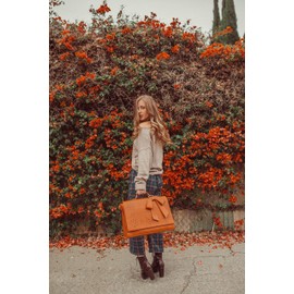 ECOSUSI Women's Briefcase Vegan Leather 15.6 inch Laptop Bag for Work Computer Shoulder Satchel Bag with Detachable Bow, Brown