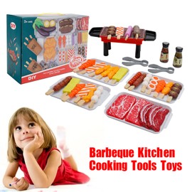 Artudatech 36Pcs BBQ Pretend Play Food Toy Grill Set Barbeque Kitchen Cooking Tools Toys for Children Ages 14 and Up