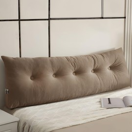 Konelia Wedge Pillow Headboard Triangle Back Support Reading Pillow Sitting up in Bed Backrest Pillows Bolster Pillow for Legs Dorm Lumbar Bed Headboard 39”x4.7”x15.7” Camel