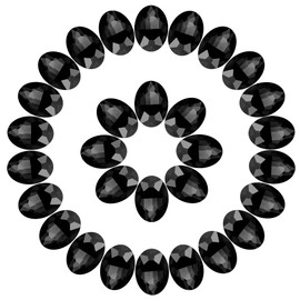 Oval Rhinestones Black Glass Crystal Point Back Rhinestones for Craft, Jewelry Making 10x14mm 50Pcs