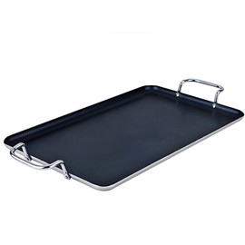 Heavy Gauge Aluminum Non-Stick Double Burner Griddle (19”x12”)