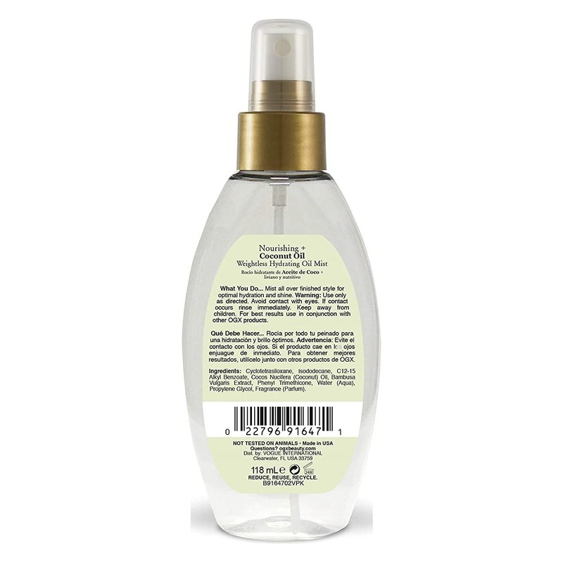 Ogx Coconut Oil Hydrating Oil Mist Weightless 4 Ounce (118ml)