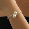 Inateannal Rhinestone Pearl Cuff Bracelet Silver Cubic Zirconia Tennis Bracelet