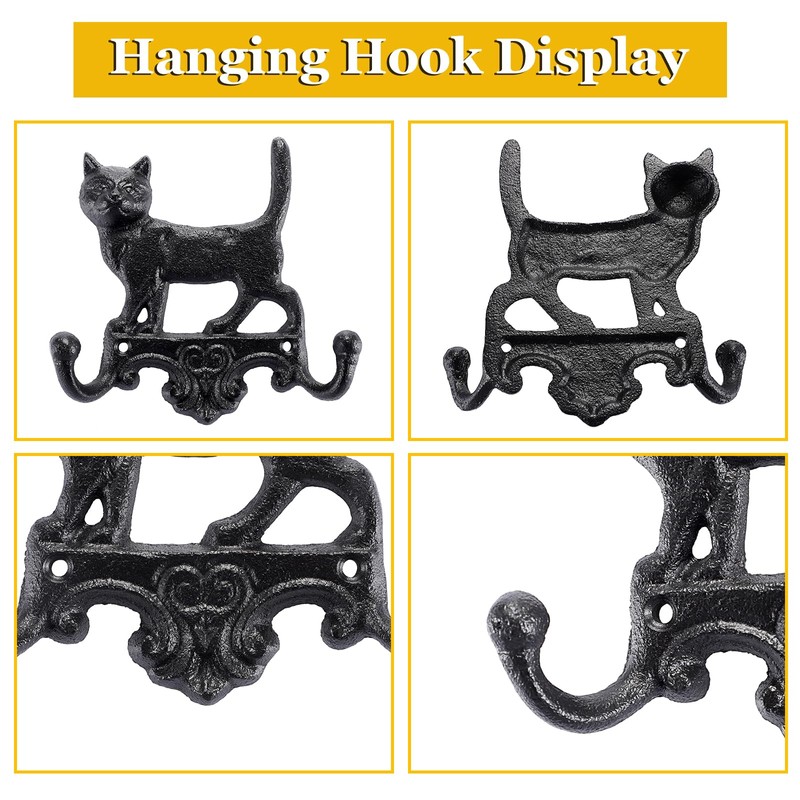 OwnMy Cast Iron Cat Key Holder Decorative Wall Coat Hooks