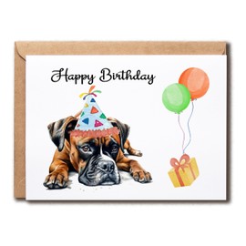 NALSDesigns Boxer Happy Birthday Card - Lovely Boxer Dog Card - Cute Dog Greeting Card - Boxer Greeting Card - Boxer Dog Lover Card - Bday Card