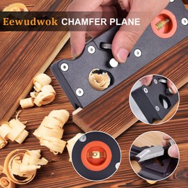 Eewudwok Chamfer Plane, Hand Chamfering Wood Planer, Premium Woodworking Edge Corner Flattening Tool Aluminum Alloy Plane with Handle for Quick Edge Trimming of Wood