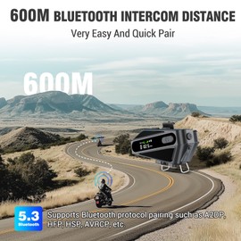 Motorcycle Helmet Bluetooth Headset, C6 Helmet Speakers with 2 Type Mics, Intercom/Hands-Free Call/Music/Waterproof/Noise Cancellation/Wake Up Siri, Suitable for Motorcycles, Skiing, and Cycling