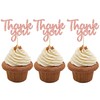 Gyufise 36 Pack Rose Gold Glitter Thank You Cupcake Toppers