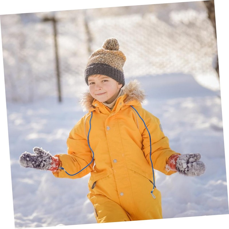 LIFKOME Kids Winter Gloves Black Toddler Glove Straps Mitten Clips