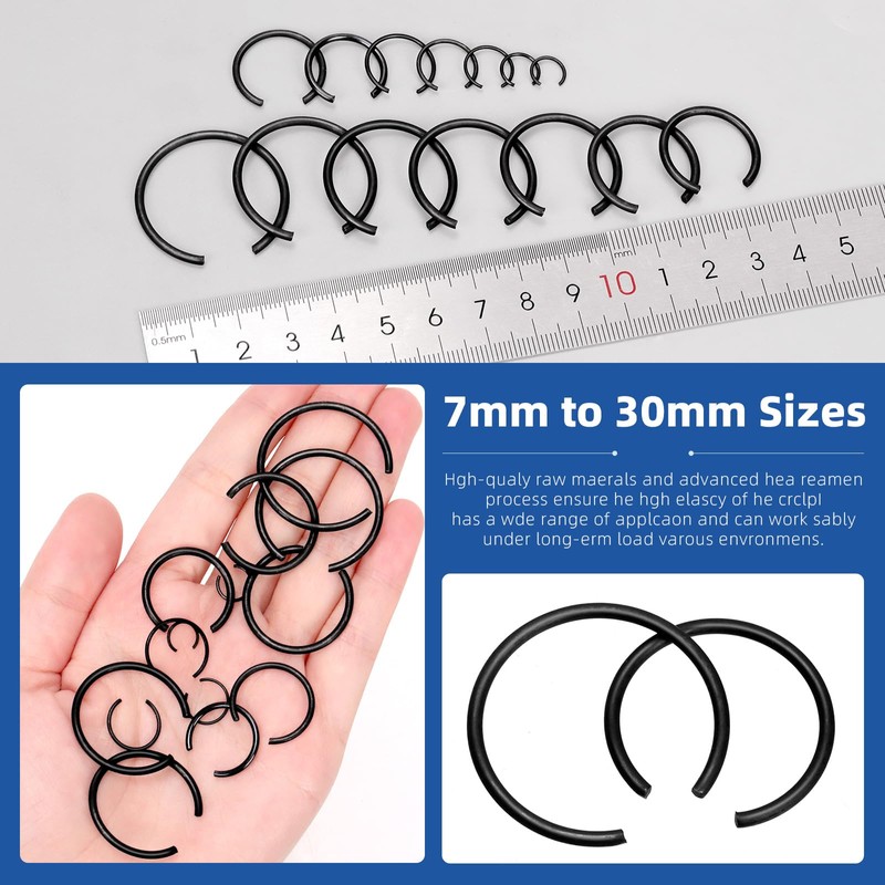 Glarks 322pcs GB895.1 65Mn Metric 14 Sizes 7MM to 30MM