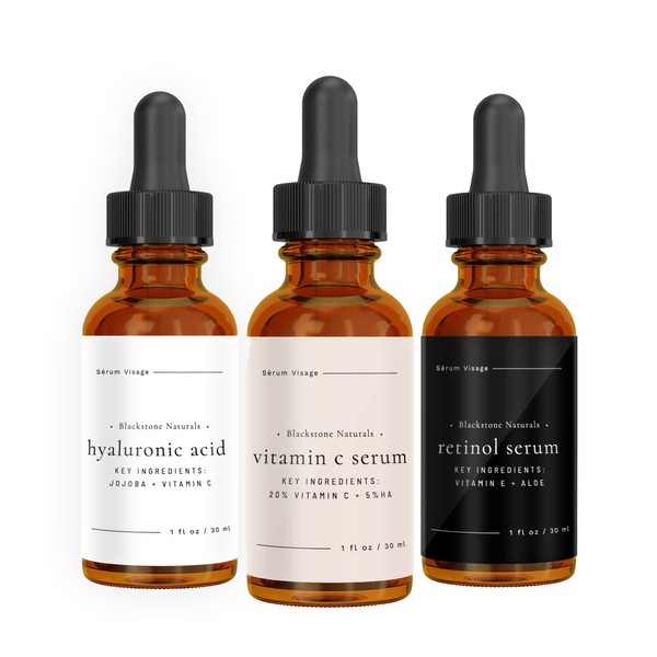 Blackstone Age Defying Facial Serum Set | Vitamin-C, Retinol, Hyaluronic