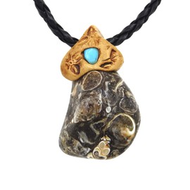 Smoky Quartz Healing Crystals Stone Necklace Hand Made Unisex Surfers Gift (Agate Turritella)