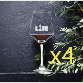 Unmarked Chess Life Wine Glasses x4 Premium 12 Oz Personalize Game King Gift NEW