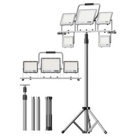 31000Lumen LED Work Light 260w with Tripod Stand Work Lights 5 Head Portable Work Light with Anti-Glare Lenses,19.7ft Power Cord, Height Adjustable, IP66 for Job Site, Garage, Outdoor Use